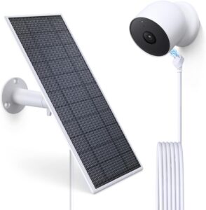 Solar Panel for Google Nest Camera, Compatible with Google Nest Cam Outdoor or Indoor, 5W Solar Power with 13.1Ft Fast Charging Cable, IP66 Waterproof - Made for Google Nest