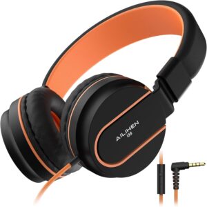 AILIHEN I35 Kids Headphones, 93dB Safe Volume, HD Mic, Foldable Wired