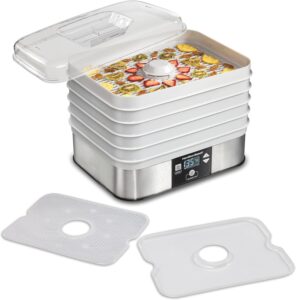 Hamilton Beach Digital Food Dehydrator, 5 Trays, Adjustable Temp, Timer, Grey (32100A)
