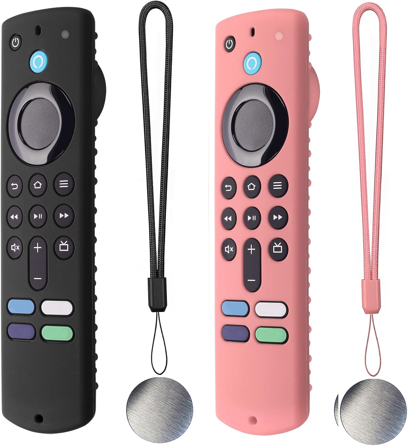 Silicone Remote Cover for Fire TV Stick 3rd Gen/Fire TV Stick 4K Max – Anti-Slip Case with Magnetic Tech (Black+Pink)