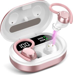 Wireless Earbuds, Bluetooth 5.3, 30Hrs Playtime, Dual LED, Type-C, Rose Gold