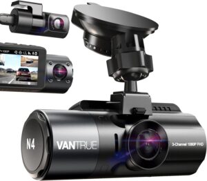 VANTRUE N4 3 Channel Dash Cam 4K+1080P Dual 1440P+1440P+1080P Front Inside Rear Triple Car Camera IR Night Vision Capacitor 24H Parking 256GB