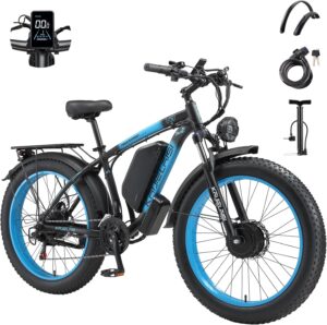 Electric Bike 4000W Peak 26" Fat Tire Ebike 35MPH AWD Dual Motor 48V 23AH