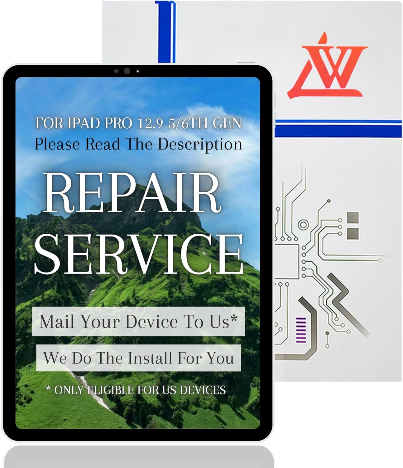 Here’s the rewritten text:  
Mail-in Repair: iPad Pro 12.9" 5th/6th Gen OEM Pull Screen Replacement & Install  
(Kept concise while including key details like model numbers and service type.)