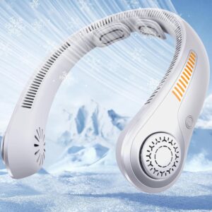 Portable Neck Fan - Rechargeable, 5 Speeds, Hands-Free, Lightweight, Gray