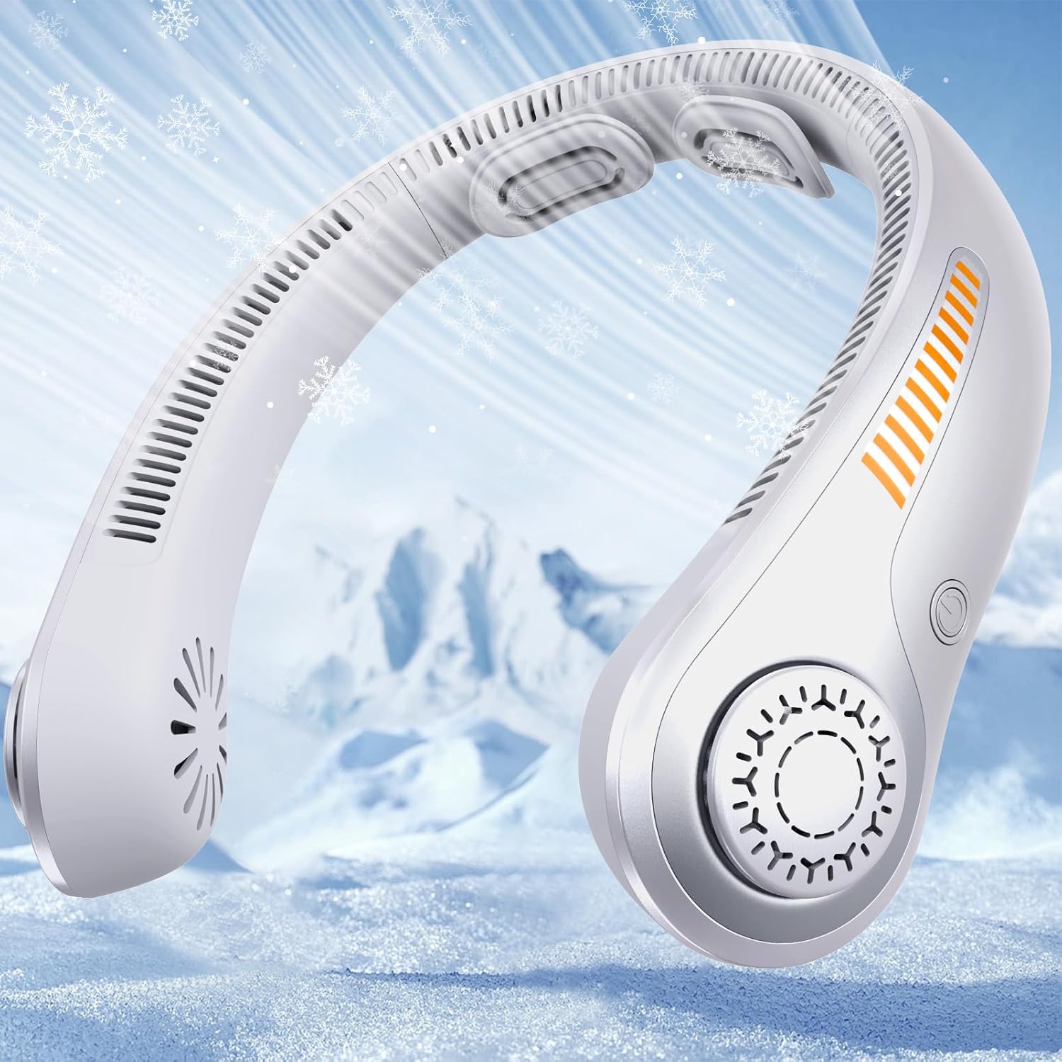 Portable Neck Fan - Rechargeable, 5 Speeds, Hands-Free, Lightweight, Gray