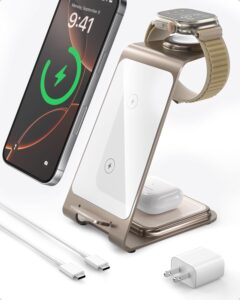 3 in 1 Wireless Charger for iPhone 16-11, Apple Watch 10-2, AirPods 4-2 (Y93, Desert)
