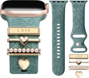 DaQin Flower Engraved Band for Apple Watch 40mm 38mm 41mm 42mm