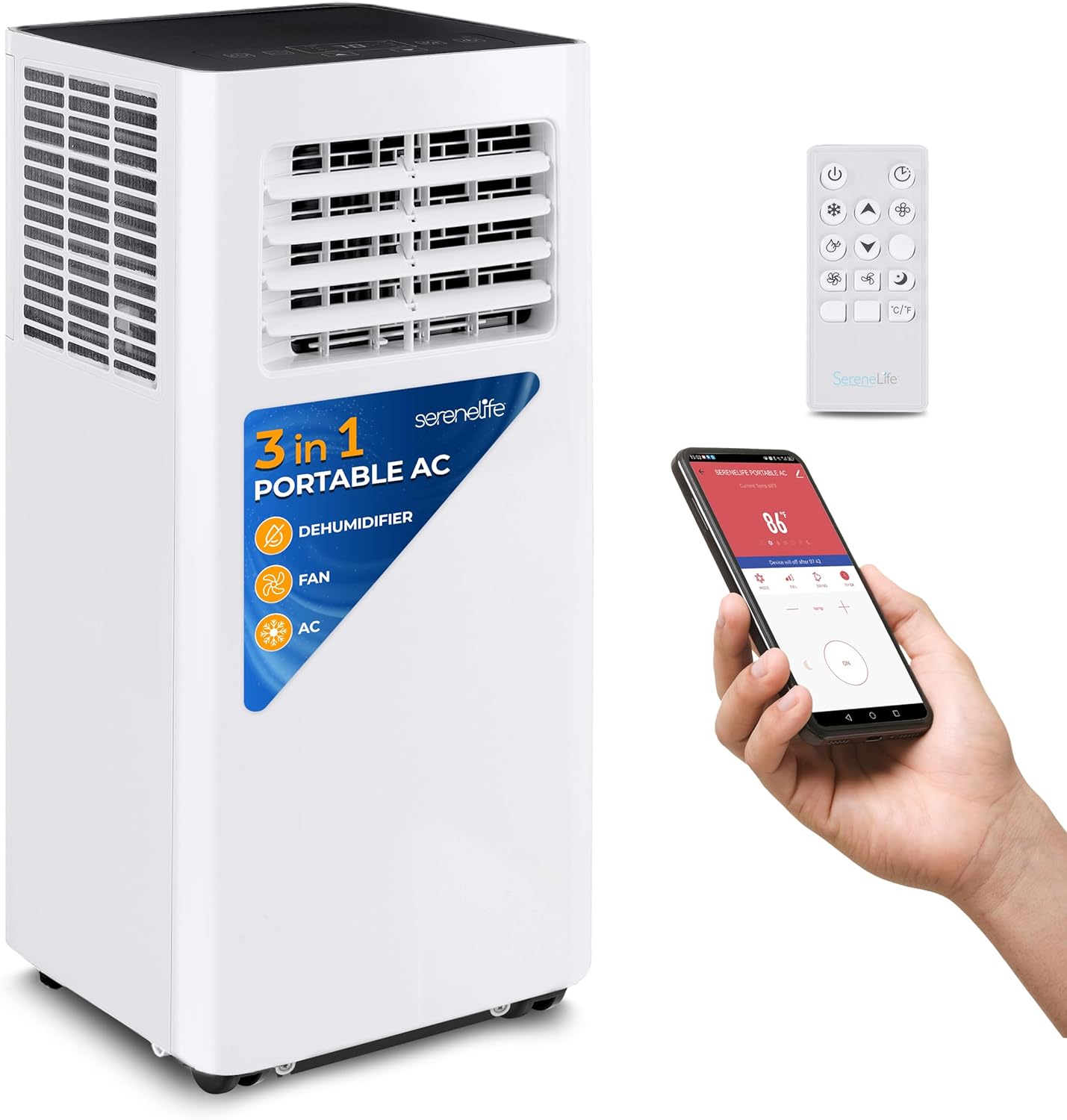 SereneLife Small Air Conditioner Portable 10,000 BTU with Built-in Dehumidifier