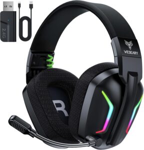Wireless Gaming Headsets for PC, PS5, PS4, Switch, Mac, 2.4GHz, ENC Mic, Bluetooth 5.4, RGB, 50H Battery, 50mm Drivers
