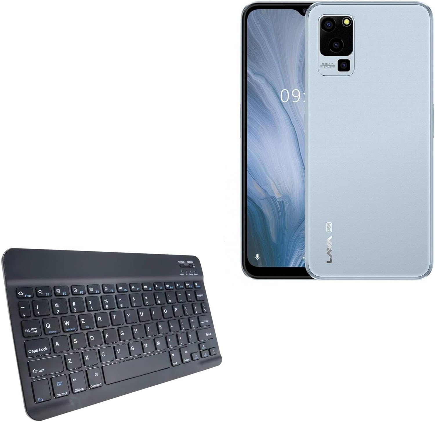BoxWave Keyboard for Lava Blaze 5G - SlimKeys Bluetooth, Thin, Jet Black
