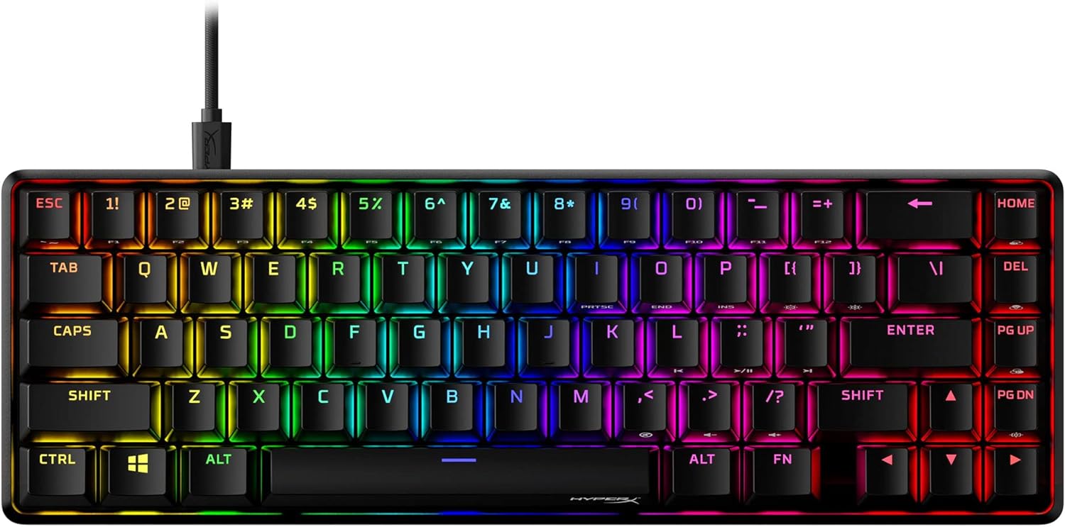 HyperX Alloy Origins 65 - Mechanical Gaming Keyboard, Red Switch, RGB, Black (Renewed)