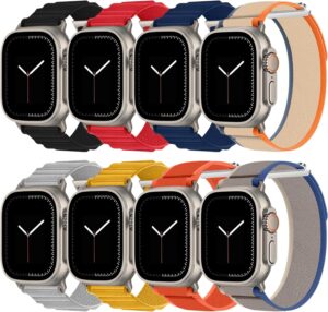8 Pack Bands for Apple Watch Ultra, SE, Series 10-4, 49mm-44mm, Men Women
