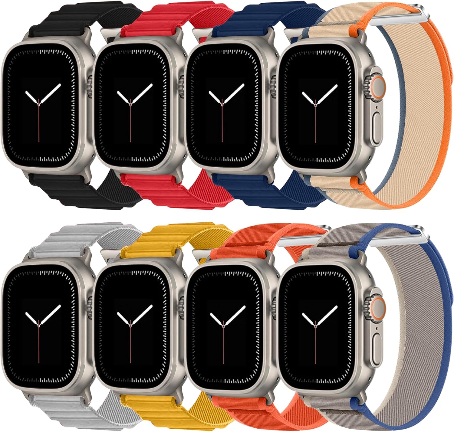 8 Pack Bands for Apple Watch Ultra, SE, Series 10-4, 49mm-44mm, Men Women