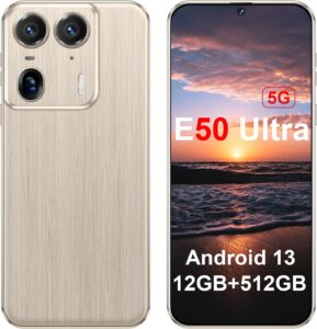 E50 Ultra 5G Unlocked Android Phone 6.8" HD 48MP+108MP 12GB+512GB 6800mAh Dual SIM (Golden)