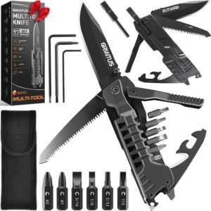 17-in-1 Multitool Knife - Fire Starter, Saw, Screwdrivers, Bottle Opener, Whistle, Window Breaker - Camping, Survival, Gifts for Men, Dad