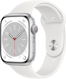 Apple Watch Series 8 GPS 45MM Silver Aluminum White Sport Band S/M (Renewed Premium)