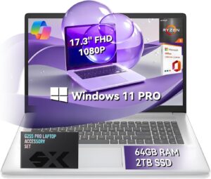 HP 17" Business Laptop, Win 11 Pro, Ryzen 5, 17.3" FHD, 64GB RAM, 2TB SSD