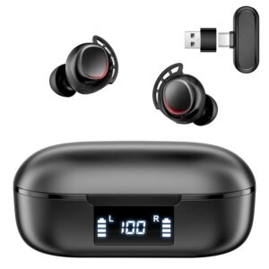 IAMJOY Wireless Gaming Earbuds, 20ms Low Latency, 2.4GHz & Bluetooth, LED Display, Compatible with Meta Quest 3/2, PS5/4, Steam Deck, VR, Switch, PC