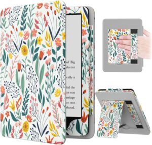 MoKo Case for 6.8" Kindle Paperwhite (11th Gen-2021) & Signature Edition, Slim PU Cover with Auto Wake/Sleep, Flowers