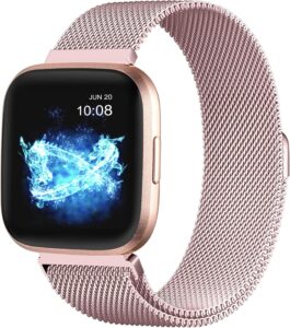 ZWGKKYGYH Compatible Fitbit Versa 2 Band Rose Gold Metal Mesh Strap Small