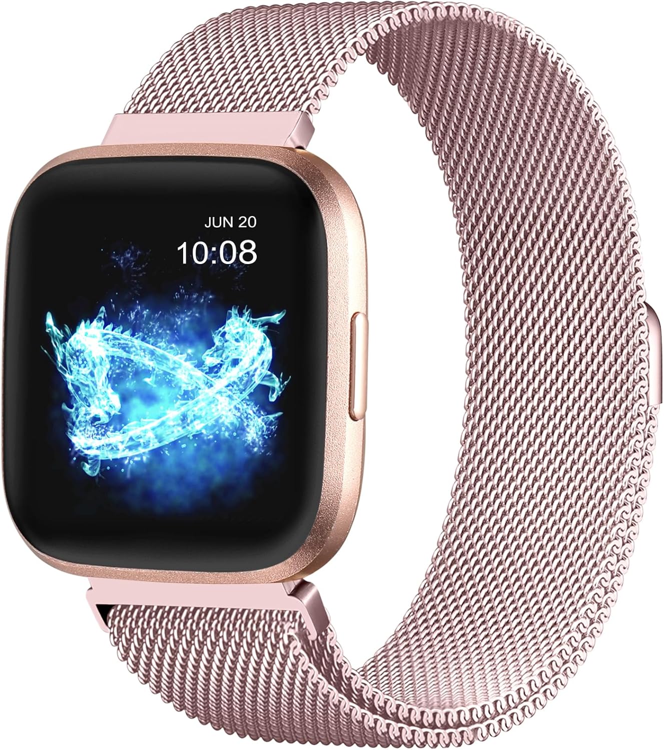 ZWGKKYGYH Compatible Fitbit Versa 2 Band Rose Gold Metal Mesh Strap Small