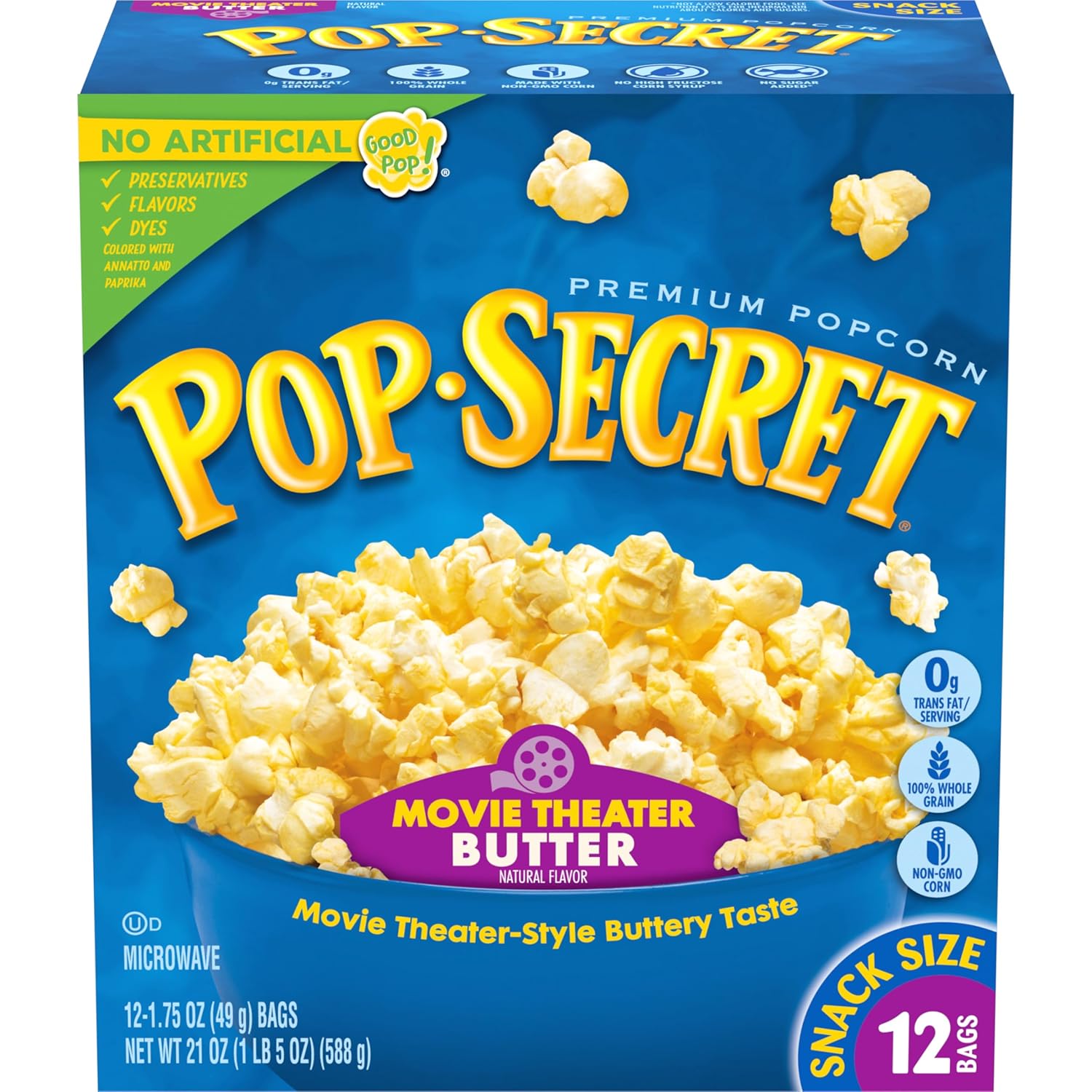 Pop Secret Microwave Popcorn, Movie Theater Butter, 1.75 Oz (12 Pack)