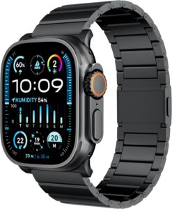 LULULOOK Black Titanium Band for Apple Watch Ultra 2/Ultra 49mm
