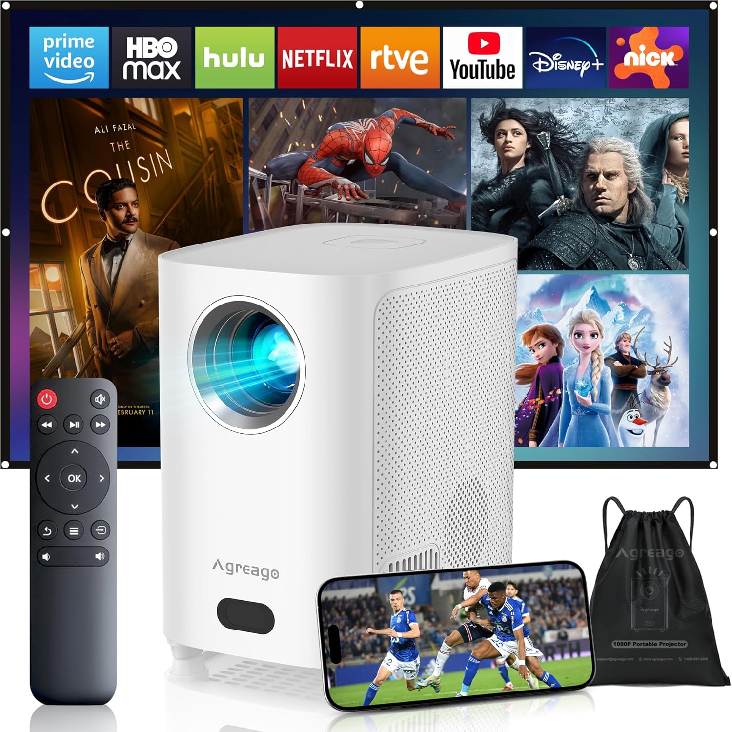 [Electric Focus] WiFi Bluetooth Projector, 1080P 15,000 Lumens 4K, Outdoor Movie Projector for Home Theater 300", iOS/Android/Laptop/TV/HDMI/USB