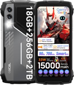 OSCAL Pilot 1 Rugged Phone, 15000mAh, Android 14, 18GB+256GB, 6.67