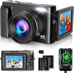 4K Digital Camera for Photography, 48MP Vlogging Camera with Flip Screen