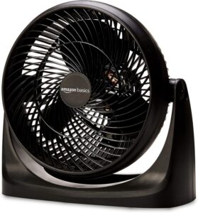 Amazon Basics Air Circulator Fan, 3 Speeds, 90° Tilt, 70W, Black, 14.8x7.6x14.1 Inches