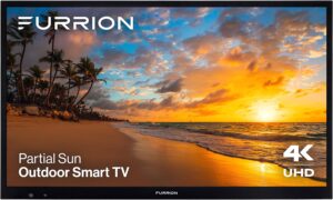 Furrion Aurora 43" Partial-Sun 4K Outdoor Smart TV - Weatherproof, HDR10, Anti-Glare, 750-Nit LED, Impact-Resistant, External Antenna
