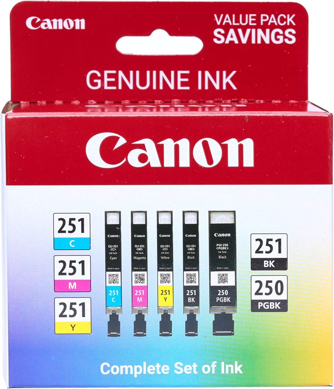 Canon PGI-250/CLI-251 5 Color Amazon Pack