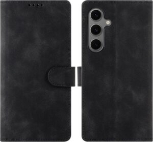 Eastcoo Flip Wallet Case for Samsung Galaxy S24 FE, 3 Card Slots Stand PU Leather Shockproof Cover Black