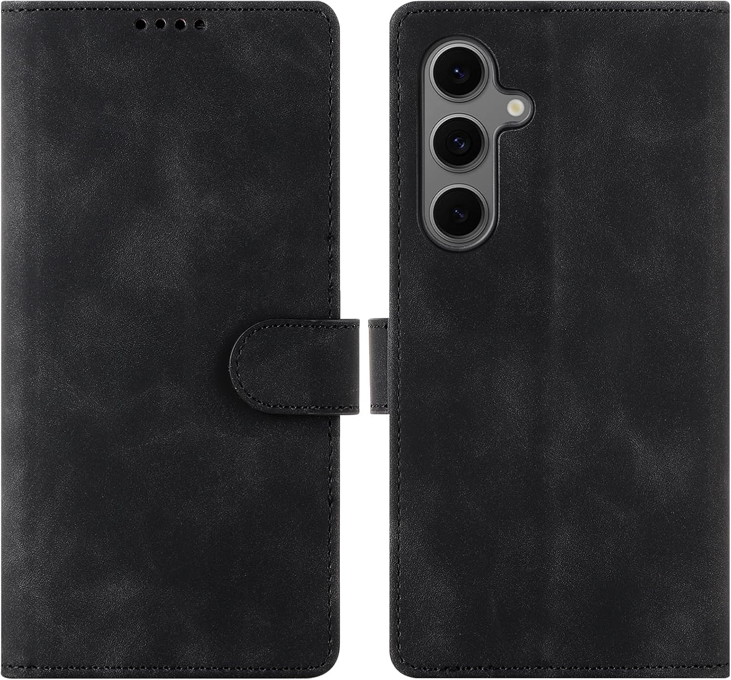 Eastcoo Flip Wallet Case for Samsung Galaxy S24 FE, 3 Card Slots Stand PU Leather Shockproof Cover Black