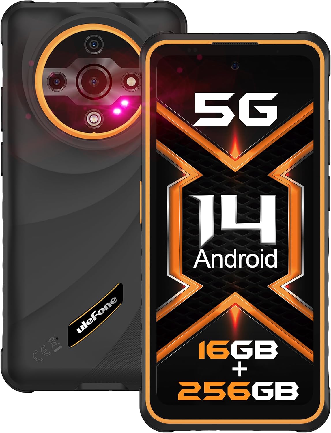 Ulefone Armor X31 Pro 5G, Dimensity 6300, 16+256GB, Android 14, 6.56" 120Hz, 64MP Cam, 6050mAh, NFC, IP68 - Orange