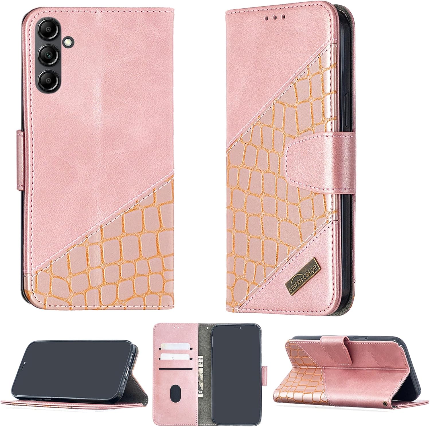 Bark Phone A14 Kids Smartphone Case with Screen Protector, Flip Stand Wallet Cover, Pink