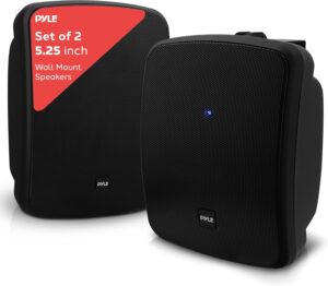 Pyle 5.25" 2-Way Outdoor Waterproof Bluetooth Speakers (2 Pack) - Black