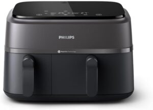 Philips Dual Basket Air Fryer 3000 Series, 8-in-1, 9.5QT, 2 Drawers, Black (NA350/00)