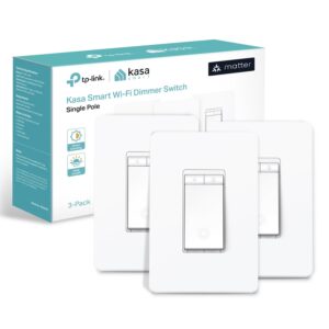 Kasa Matter Smart Dimmer Switch: Siri, Alexa & Google, UL, Timer, Schedule, Easy Install, Neutral Wire, Single Pole, 2.4GHz, 3-Pack