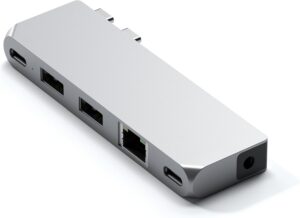 Satechi USB C Hub Multiport Adapter Pro, USB4, USB-C, 2x USB-A, Ethernet, Audio, MacBook Pro/Air M1/M2/M3 - Silver