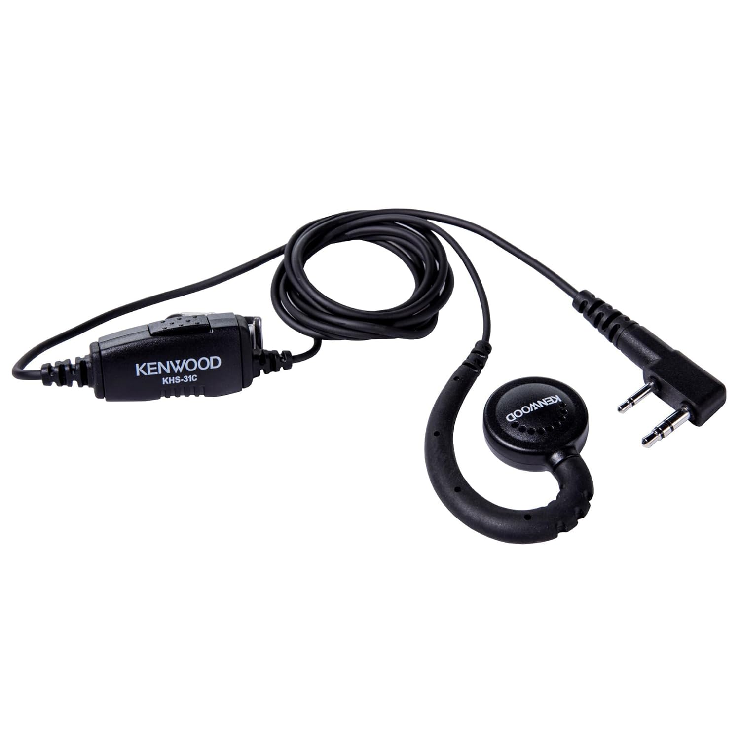 KENWOOD KHS-31C C-Ring Walkie Talkie Earpiece with Mic, PTT, Clip, VOX, 2-Pin