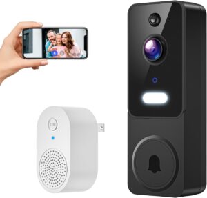 Video Doorbell Camera Wireless, Battery, AI Detection, 2-Way Talk, WiFi, Cloud, Night Vision (Black)
