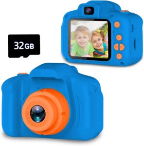 Seckton Upgrade Kids Selfie Camera, Christmas Birthday Gifts for Boys 3-9, HD Digital Camera for Toddler, Toy for 3-8 Year Old with 32GB SD Card-Navy Blue
