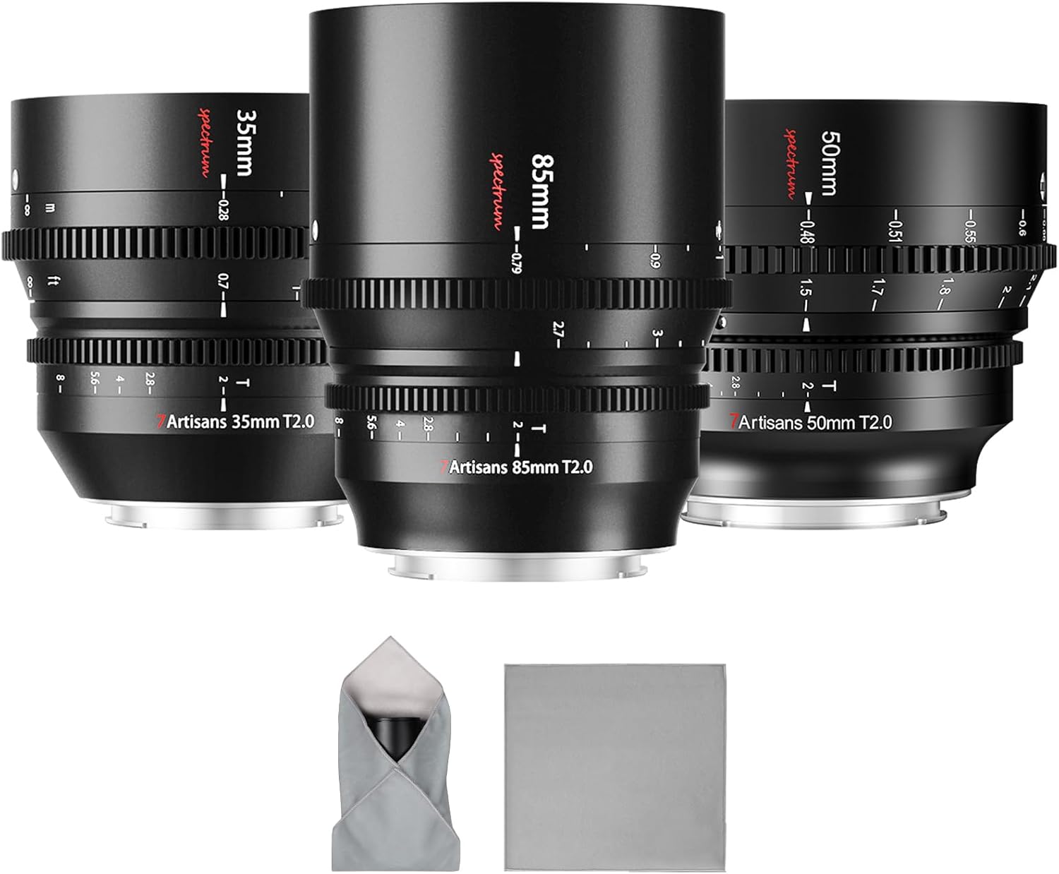 7artisans 35mm/50mm/85mm T2.0 Cine Lens Set for Nikon Z-Mount