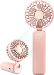 Portable Handheld Fan, Mini Desk Fan Foldable 2000mAh, 180 Rotation, 3 Speeds, Ultra Quiet, 8H Long Use, Small Personal Cooling Fan for Women