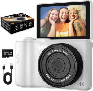 4K Digital Camera for Photography Autofocus, 64MP Vlogging Camera with 128G TF Card