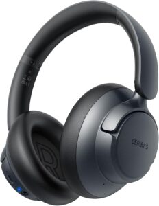 BERIBES Hybrid ANC Headphones, 70H Playtime, Transparent Mode, Deep Bass, Fast Charging, Black