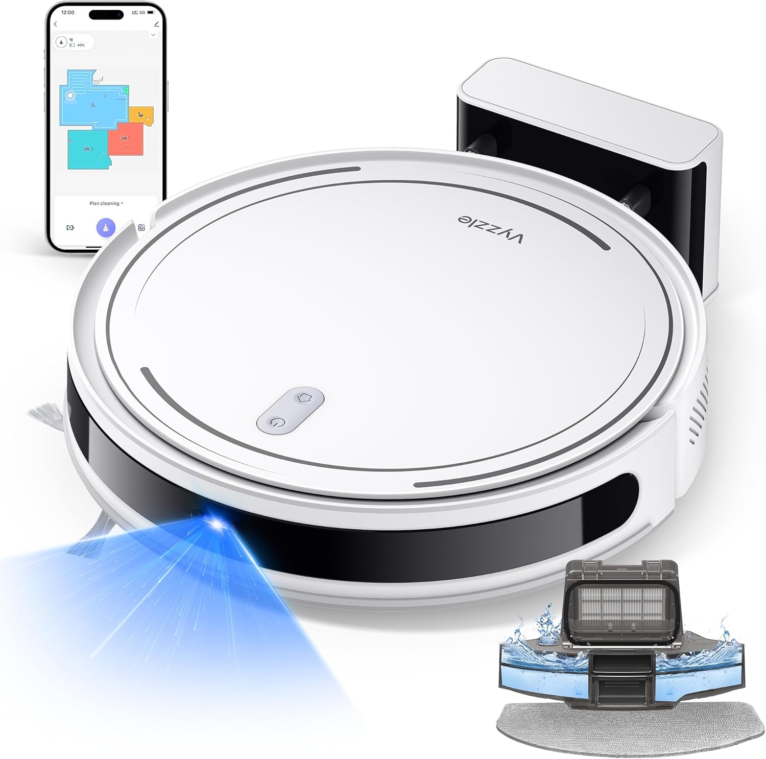 Vyzzle Robot Vacuum, 5000Pa, Smart Navigation, Ultra Slim, Self-Charging, Wi-Fi/App/Alexa Control